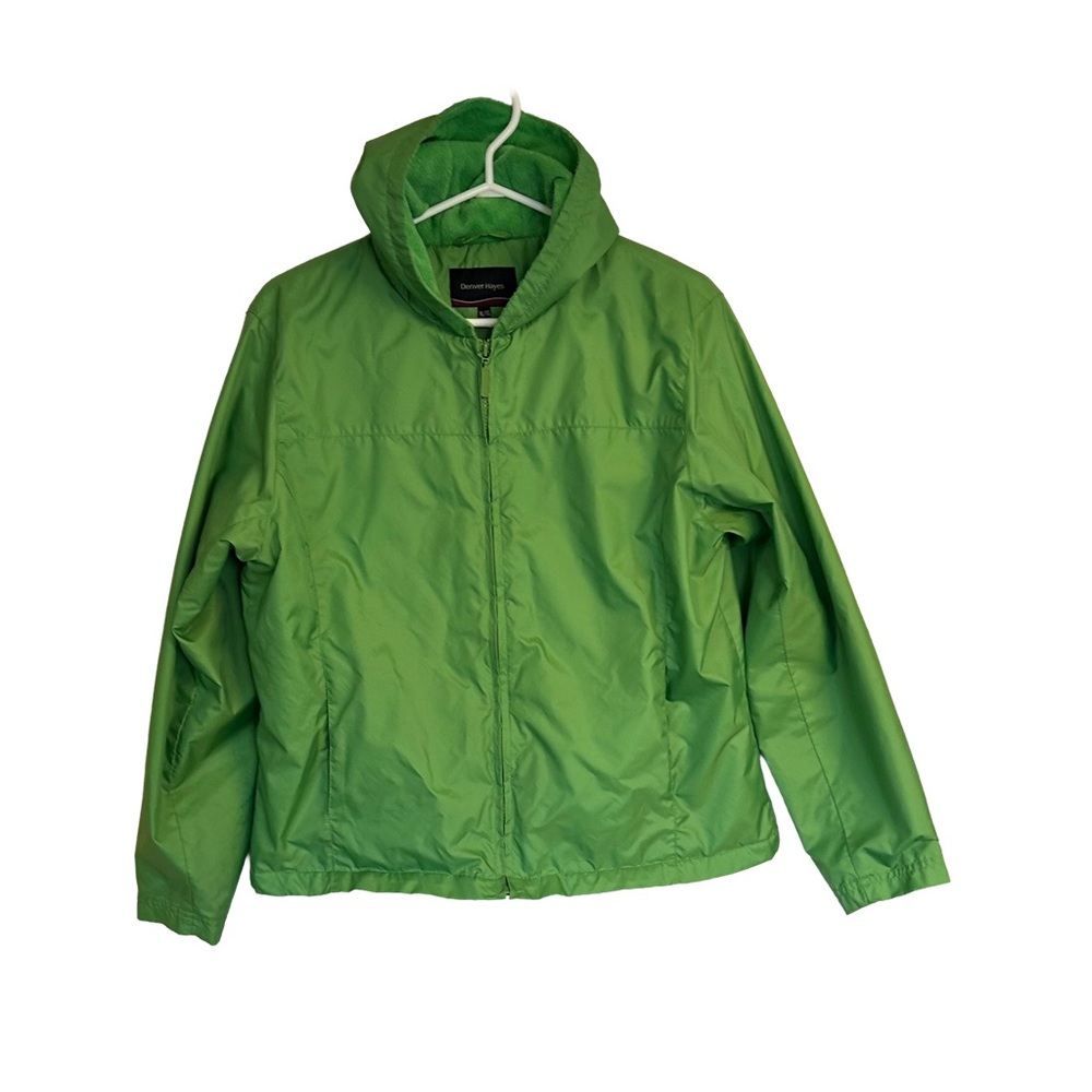 Denver Hayes Bright Green Windbreaker Bomber Jacket with Hood. Size XL - Picture 3 of 11